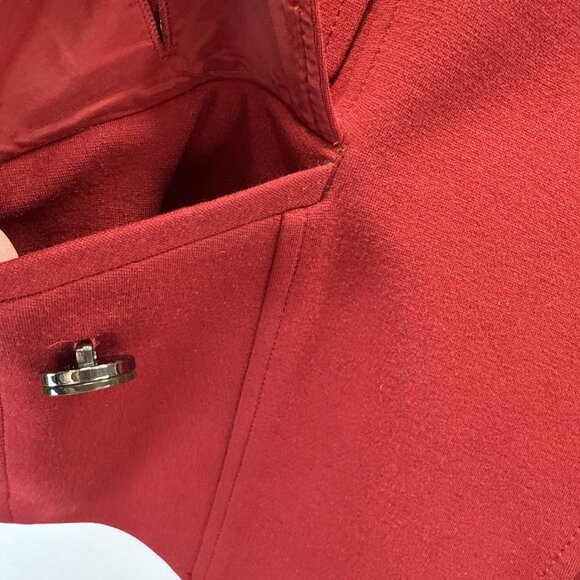 Talbots Womens Blazer Jacket Size 12 Solid Red Button Pockets Stretch Wool Blend - Picture 6 of 13